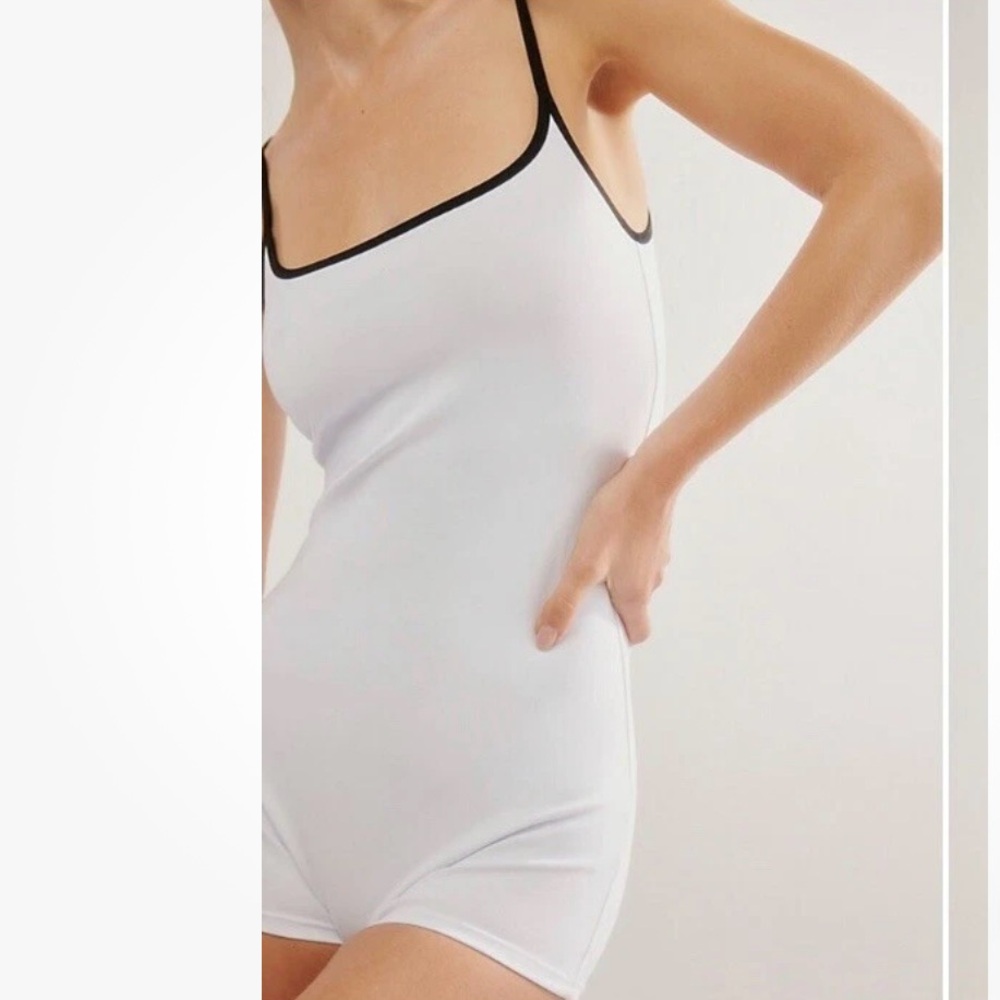 Women’s NWT Medium Free People Intimate Black and White Boyshort Romper